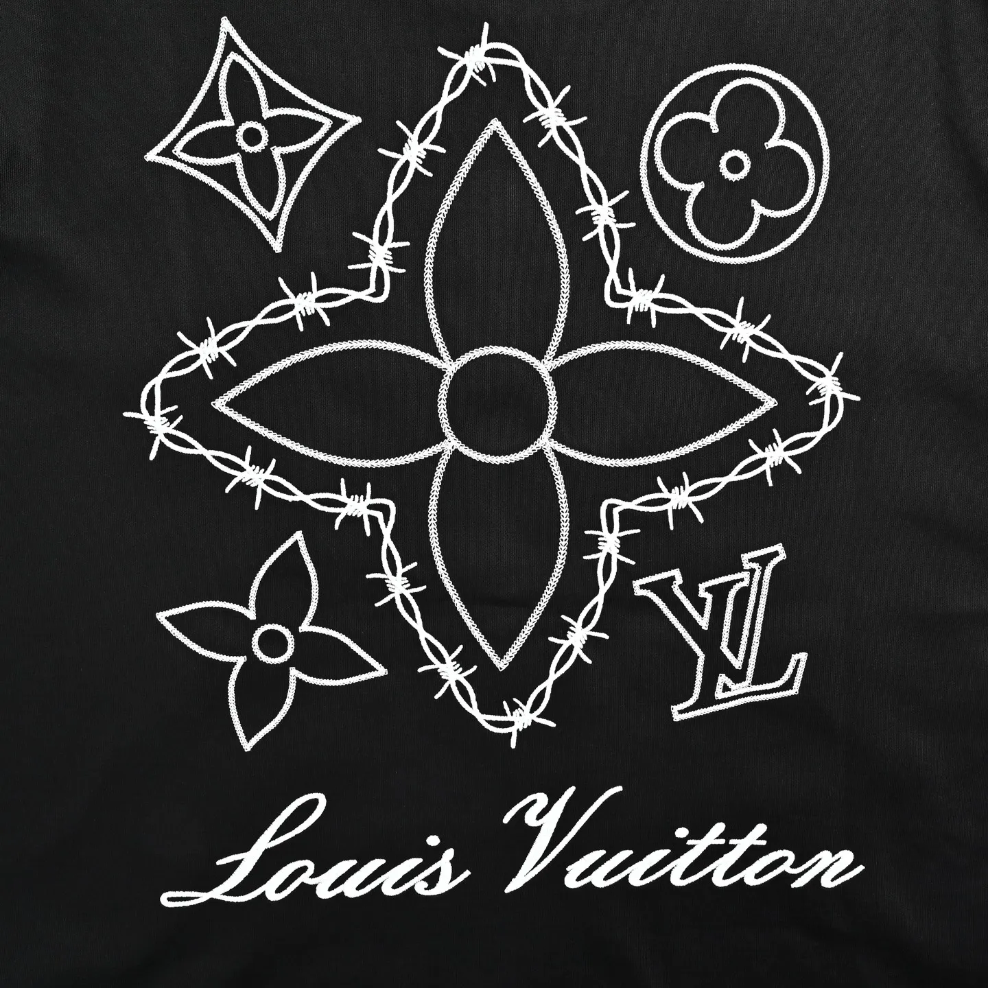 Louis Vuitton/Louis Vuitton four-leaf clover old flower embroidery round neck short sleeves